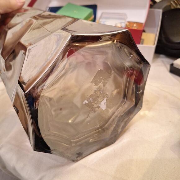 Glass Vase With Metalic Finish 6"x9.75". Art Decco Beehive Pattern - Picture 4 of 5